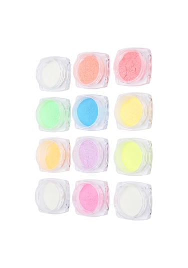 12 Adet Kendin Yap Tırnak Parıltısı Floresan Toz Tırnak Sanatı Işıltılı Toz Tırnak Uçları Dekorasyonu