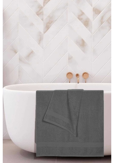 2 Li Banyo Havlu Takımı %100 Pamuklu Dry Antrasit Çok Renkli