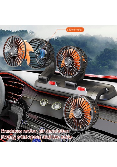 Neevoyu Araba Usb Fan 3 Başlı 5v, 360 Ayar, 2 Hızlı, Gürültüsüz, Gizli Koku Kutusu Ve Park Numara Kartı, Siyah