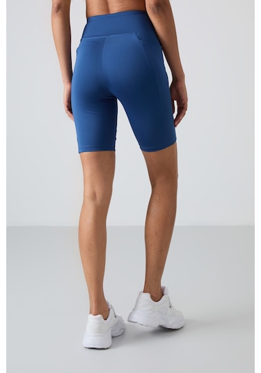 Tommy Life Parlament Polyester Esnek Standart Fit Performans Kadın Biker Tayt - 91012 Lacivert