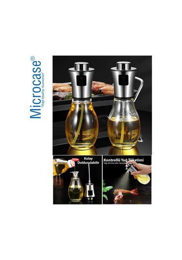 200 ml Paslanmaz Çelik Başlıklı Cam Sprey Yağdanlık - AL3267