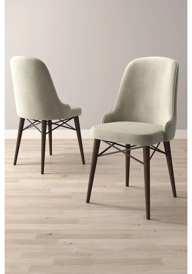 Nova Serisi, 1 Adet Krem Mutfak Sandalyesi, Ceviz Gürgen Ayak, 1. Sınıf Babyface Kumaş