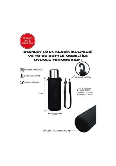 Klasik Kulpsuz 1.0 Lt. İle Uyumlu Omuz Askılı Termos Kılıfı Kamuflaj