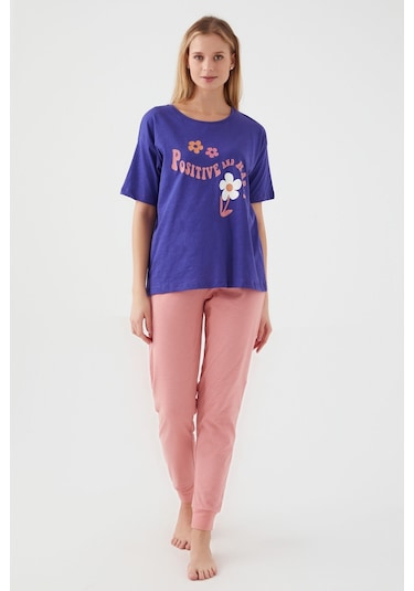 Rolypoly Positive And Happy Mor Kadın Kısa Kol Pijama Takım 5274-33149 Mor
