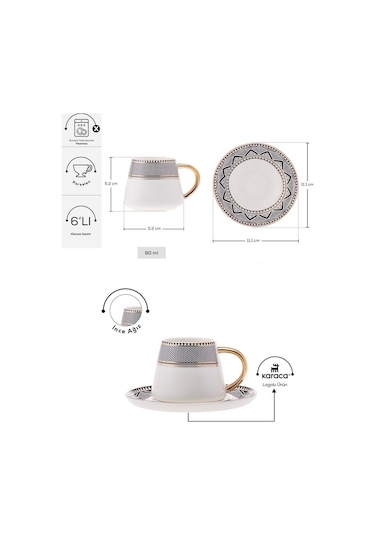 Karaca  Globe 6 Kişilik Kahve Fincanı Takımı 80 ml
