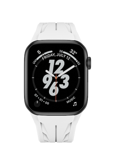 Apple Uyumlu  Watch 7 45mm Krd-127 Metal Tokalı Silikon Kordon-siyah