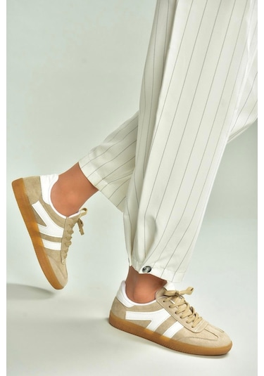 Fox Shoes U652861402 Bej Süet Kadın Spor Ayakkabı Sneakers Bej-süet