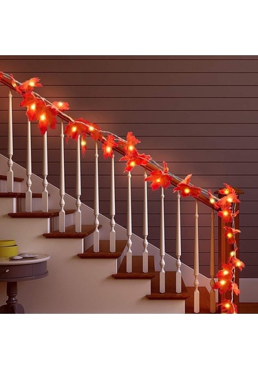 Novahub Sevgililer Günü Hediyesi Akçaağaç Yaprakları Işık Dizisi, Ekonomik Çelenk Lambası