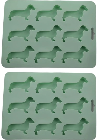 Xurunkeji Dachshund Şekilli Silikon Buz Parçası Kalıp Tepsisi, İçecek Buz Yapımı, Şeker Kurabiye, Fudge, Kek Dekorasyonu İçin Uygundur Mavi-yeşil