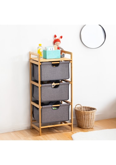 Porsima 2059 3 Katlı Ahşap Çok Amaçlı Çekmeceli Organizer Dolap