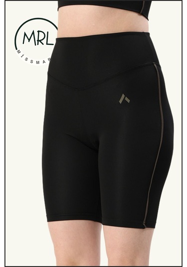 Kadın Siyah Yüksek Bel Toparlayıcı Biker Şort Kısa Spor Tayt Likralı Dalgıç Biker Tights 1043 Siyah Haki