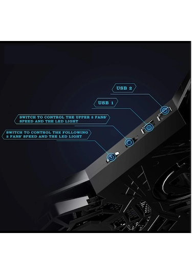 Hpy Pazar Dört Fanlı Laptop Soğutucu 14 17" Notebooklar İçin