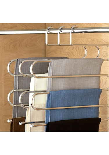 Teknotel Kalın Esneme Yapmaz 3'lü Set Pantolon Askısı Krom Eg202 Krom