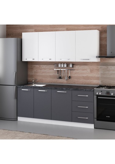 Minar 190 Cm Mutfak Dolabı Beyaz Antrasit 190-a1