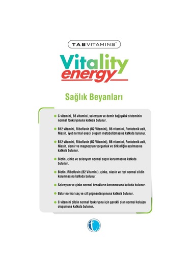 Tabvitamins Vitality Energy  30 Tablet
