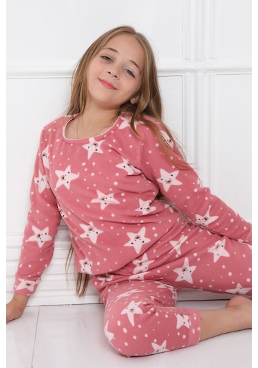 Sleeproom Kişlik Çocuk Polar Pijama Takim Pudra
