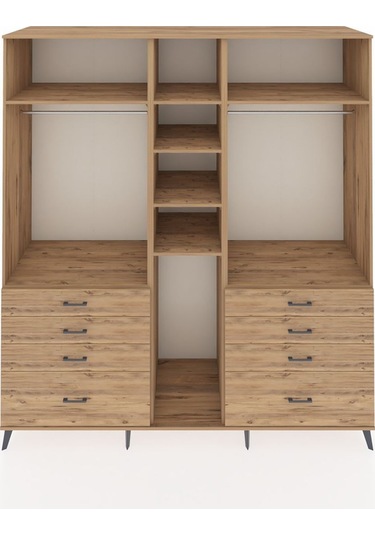 Kronos Dolap 8 Raflı 8 Çekmeceli 3 Askılı 220x59x243 Çam-çam/çam Atlas Çam/atlas Çam
