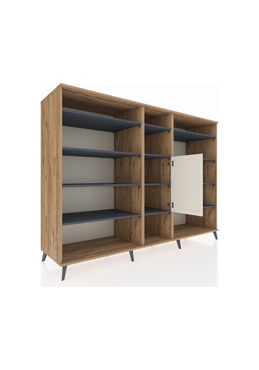 Kronos Dolap 12 Raflı Tek Kapaklı 220x59x163 Çam-aytaşı/antrasit Çam-aytaşı/antrasit