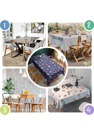 Noel Desenli Dikdörtgen Masa Örtüsü 60x120 İnç, Su Geçirmez Ve Leke Tutmaz-a56 Açık Pembe