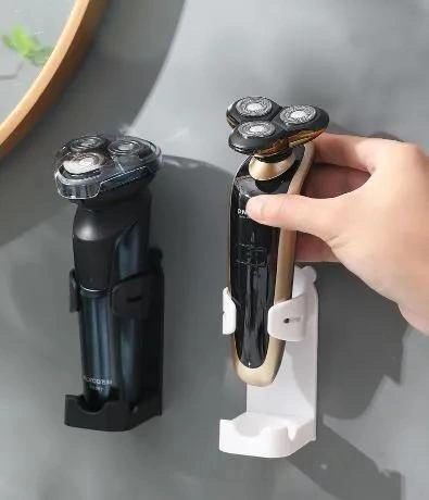 Youmex Banyo Abs Plastik Tutucu, Elektrikli Fırça Ve Tıraş Makinesi İçin, Delme Yok, Otomatik Yapışkan, Su Birikmesi Önleyici, Beyaz, 1 Adet Siyah