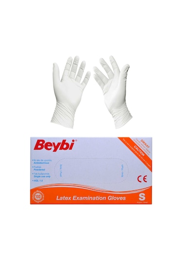 Beybi Pudralı Lateks Muayene Eldiveni 100'lü x 20 Paket S