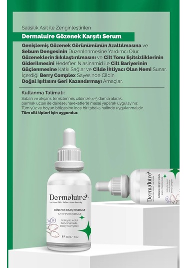 Dermaluire Gözenek Karşıtı Serum 30 ML + Bha Tonik 200 ML