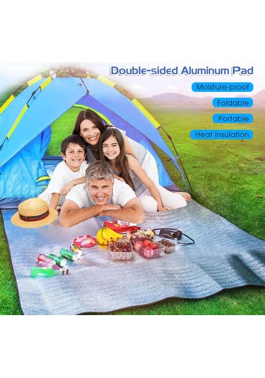 Moveevo 2 2m İki Yönlü Alüminyum Folyo Yatak: Çadır, Piknik, Plaj Ve Ev İçi Çocuk Crawling Matı - Nem Engelleme Çok Renkli