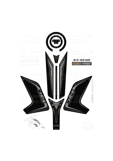 Amaha Mt07 2018 2019 2020 Tank Pad Altın Siyah