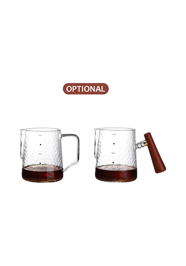 Xiyyadms 500ml/17oz Borosilikat Cam Latte Kahve Köpürtme Kasesi, Ölçü İzli, Cam Veya Ahşap Kollü Süt Köpürücü Diğer