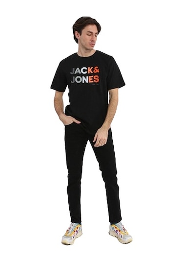 Jack & Jones Renk Geçişli Logo Baskılı Tişört Forest 12249602 Siyah