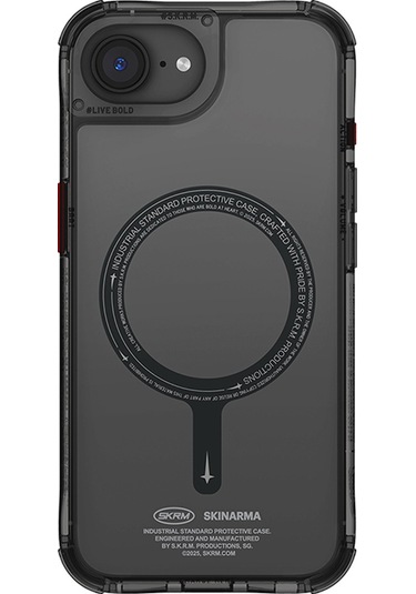 İphone 16e Uyumlu Kılıf M-safe Şarj Özellikli Şeffaf Airbag Tasarımlı Skinarma Saido Kapak Siyah