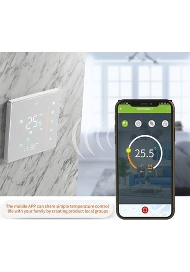 Pazly Siyah Bht-006gclw Kazan Isıtma Termostat: Wifi, Dokunmatik, Akıllı Uygulama, Alexa & Google Home Desteği