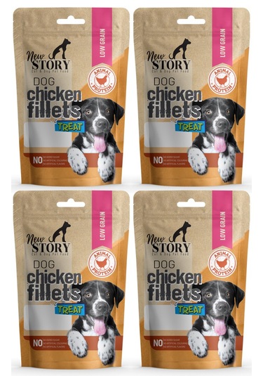 New Story Dog Chicken Fillets Tavuk Etli Şerit Köpek Ödülü 4 x 80 G