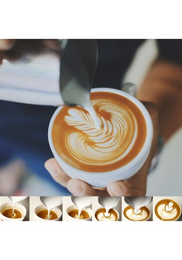 Xiyyadms Stainless Steel Kupa 600ml: Ölçü Skalı, Kanatlı Tasarım, Süt Köpürtme Ve Kahve Çiçeklendirme İçin Dayanıklı Malzeme Gümüş