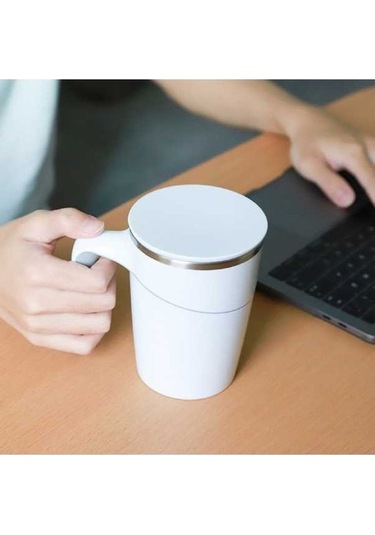 Pazly Ve Vantuzlu Termos Şık Ofis Modern Ml Düşmeyen Beyaz Bardak 500 Vp Beyaz