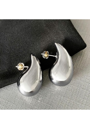 Altın Vintage Altın Renk Kaplama Tıknaz Kubbe Damla Küpe Kadınlar İçin Parlak Paslanmaz Çelik Kalın Gözyaşı Küpe Takı Altın