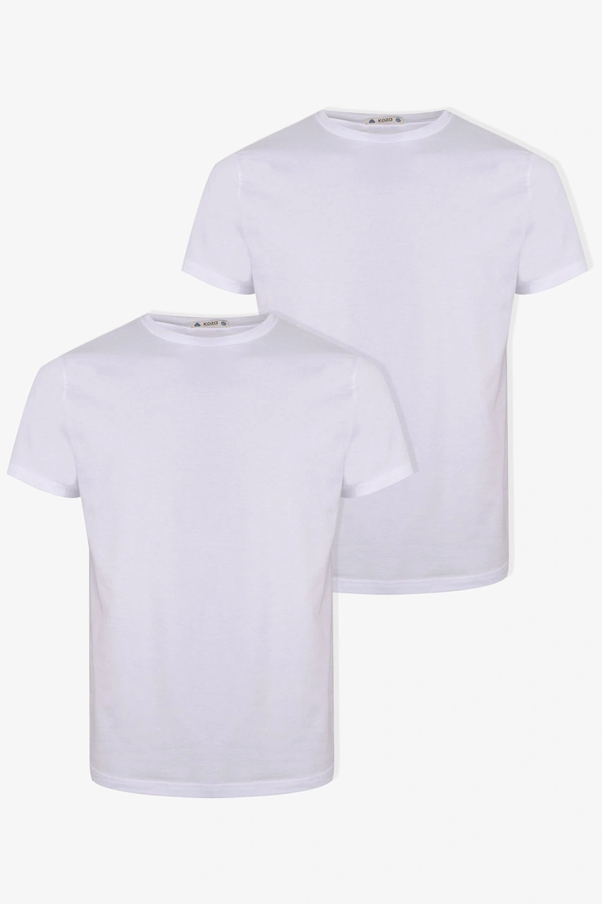 Koza İç Giyim Erkek 2'li Basic Likralı T-shirt Ko103et-1 Beyaz