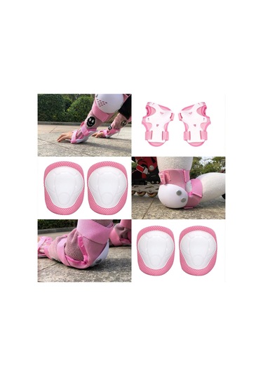 Suntek Çocuklar Kaykay Bisiklet Koruyucu Dişli Kıyafet Diz Pembe