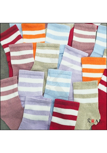Kral Socks Unisex 6 Çift Soft Renkler Model Pamuklu Terletmez Çorap Seti
