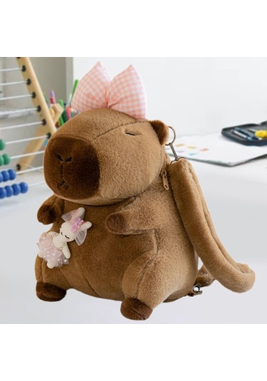 Suntek Capybara Sırt Çantası Günlük Sevimli Omuz Pembe Fiyonk