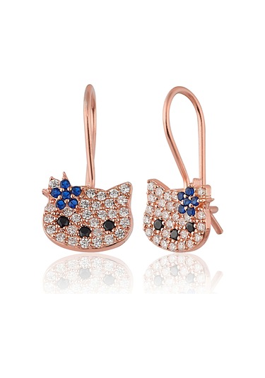 Zanaatsilver 925 Ayar Gümüş Rose Kaplama Zirkon Taşlı Yıldızlı Kedi Mengeç Küp