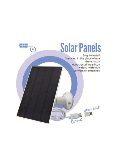 Xuweiwei Beyaz Çift Paket Güneş Şarj Cihazı Düşük Voltajlı Güvenlik Kameraları Micro Usb Usb C Uyumlu Çok Açılı Döner