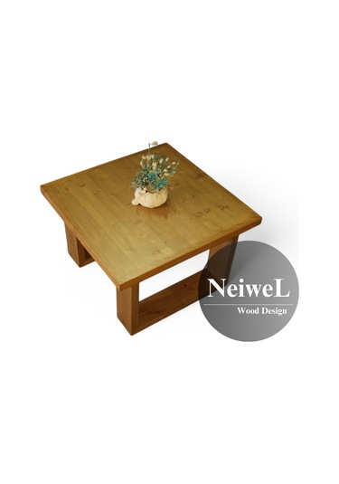 Neiwel Saes Doğal Ahşap Sehpa-70-70 Açık Ceviz