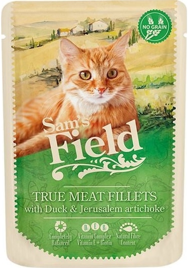 Sam's Field Kedi Pouch Ördek Fileto & Yer Elması 85 G