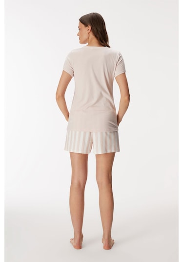 Man11407-1006 Anil Ev Giyim Man11407 11407 Kadın T-shirt Ve Şort Takım Pembe