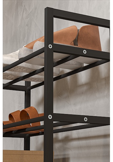 Retodesign 3 Katlı Ekol Metal Ayakkabılık 1893 Siyah