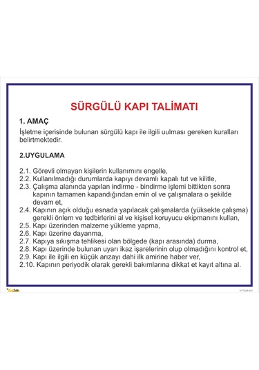 SÜRGÜLÜ KAPI TALİMATI TLM 031