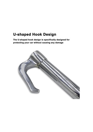 Prestigegoods Araba Direksiyon Fren Kilidi Katı Çelik Çift Kancalı 2 Anahtarlı Geri Çekilebilir Debriyaj Pedal Kilidi Gümüş Gümüş