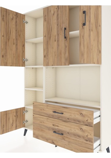 Arges Dolap 7 Raflı 2 Çekmeceli 5 Kapaklı 132x30x195 Aytaşı-çam/çam Atlas Çam/atlas Çam