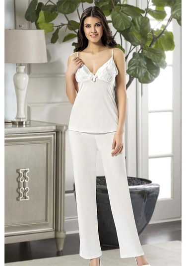 Xses 2030 Kadın Sabahlıklı Pijama Takım-ekru Ekru